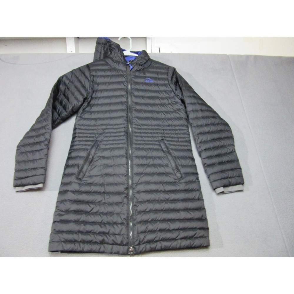 L.L.Bean Coat Kids 10-12 Black Down Puffer Hooded Long Jacket DownTek Winter